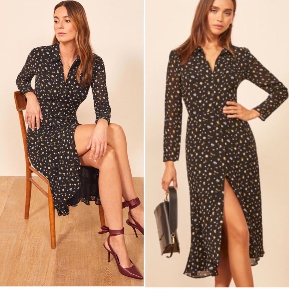 Reformation Arcadia Floral Shirt Dress